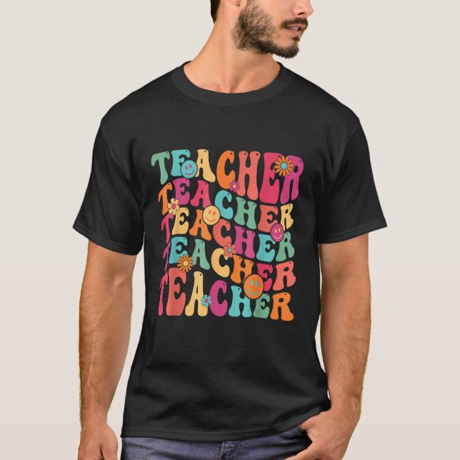T-shirt Retro Enseignant Daisy Colorful Élémentaire Tea (Devant)
