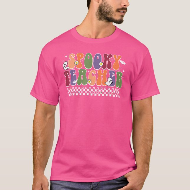 T-shirt Retro Enseignant Éffrayant Vie Enseignant Hallowee (Devant)