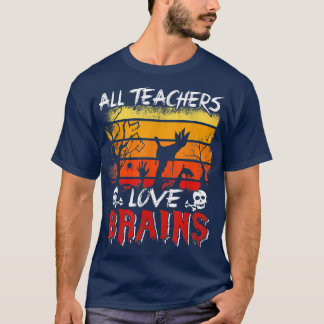 T-shirt Retro Enseignants Aimer Cerveaux Halloween 2022 Tr