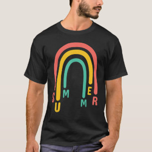 T-shirt Retro Été Orthographe Arc-en-Ciel Trois Couleurs G