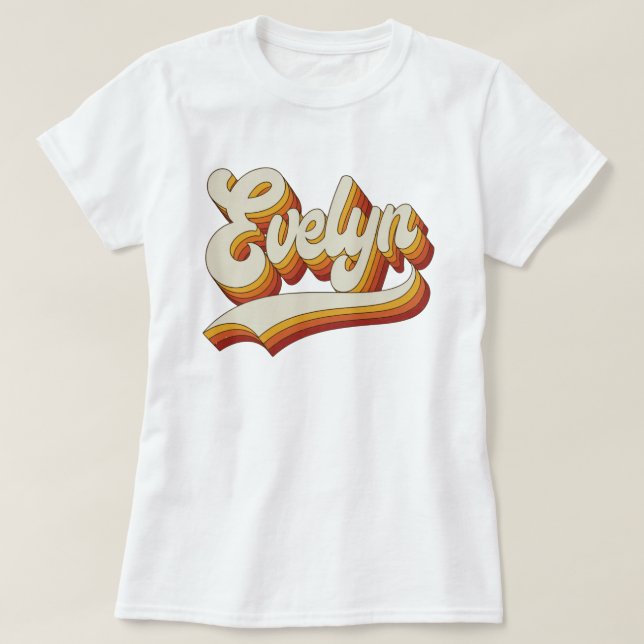 T-shirt Retro Evelyn Name 70s Vintage Design (Design devant)