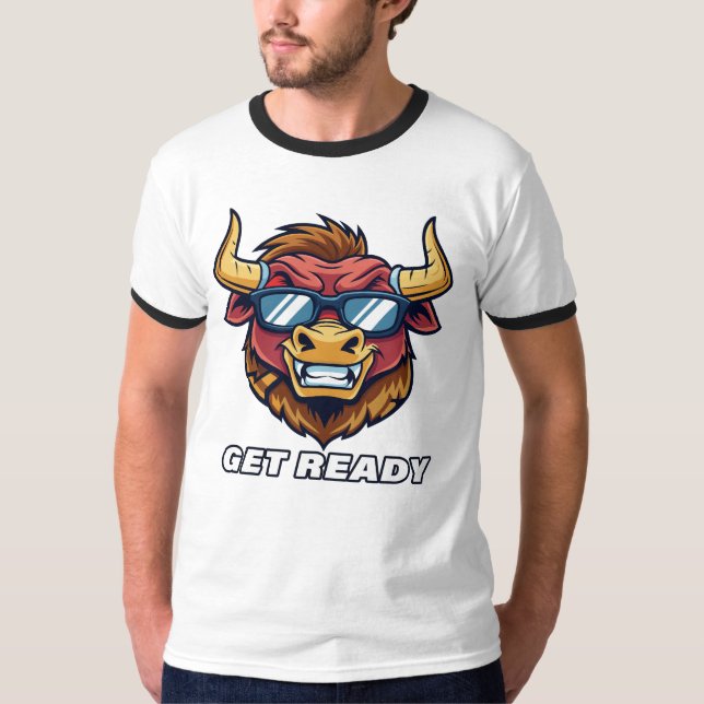 T-shirt Retro Evil Bull avec lunettes de soleil et obtenir (Devant)