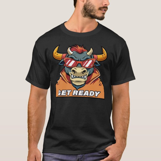 T-shirt Retro Evil Bull avec lunettes de soleil et obtenir (Devant)