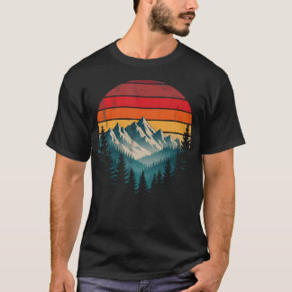 T-shirt Rétro Extérieur Faune Arbres Montagne Vintage