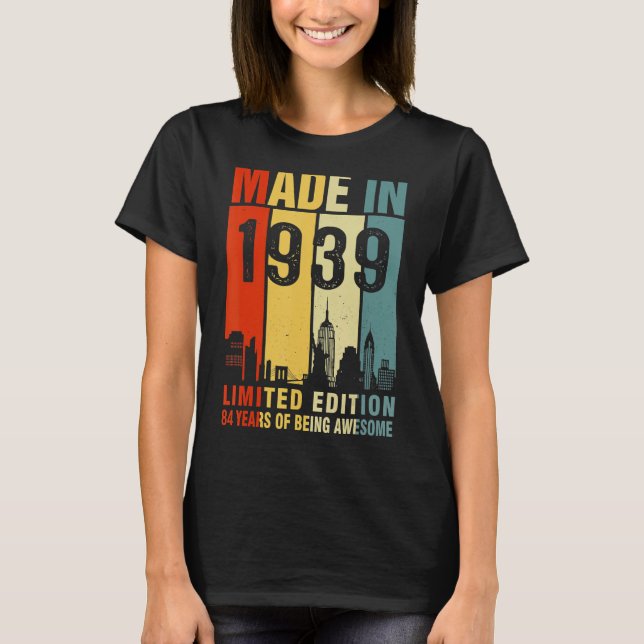 T-shirt Rétro Fait En 1939 84 Ans D'Être Étonnant (Devant)