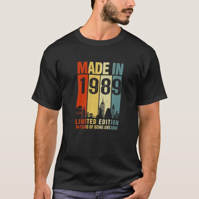 T-shirt Rétro Fait En 1989 34 Ans D'Être Étonnant (Devant)