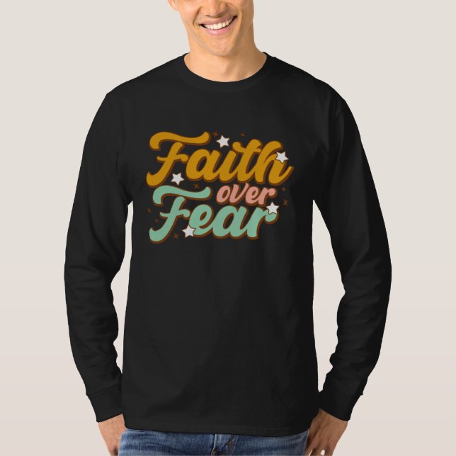 T-shirt Retro Faith Over Fear Arrow Cute Inspirational Chr (Devant)