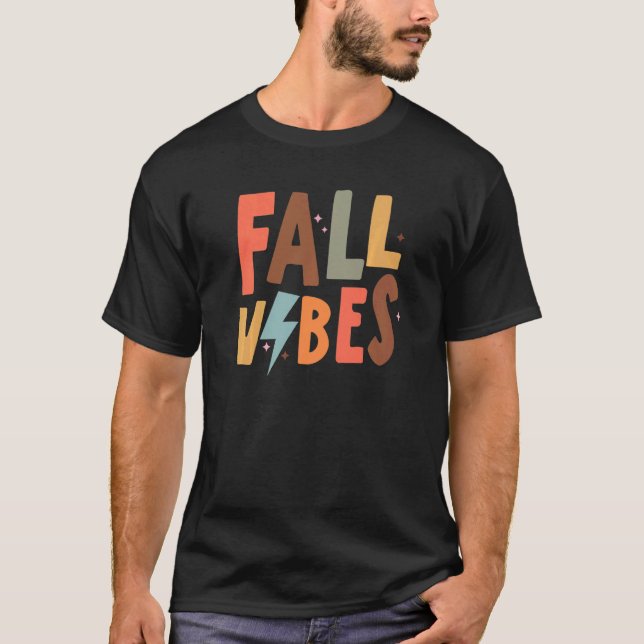 T-shirt Retro Fall Vibes Lightning Bolt Happy Fall Thanksg (Devant)