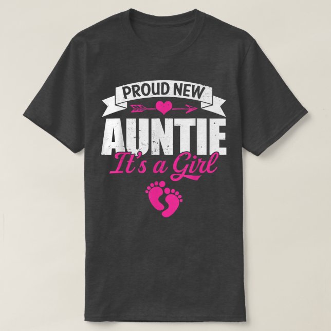 T-shirt Retro Family Proud New Auntie It's A Girl Gender R (Design devant)