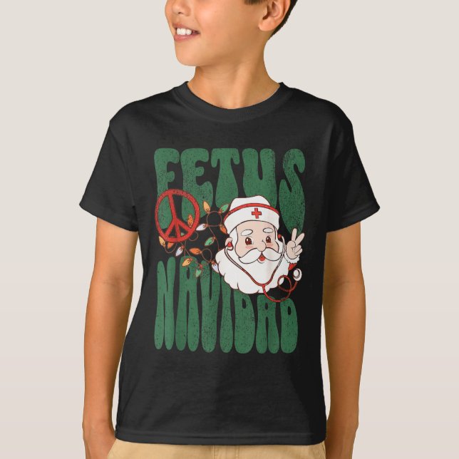 T-shirt Retro Fetus Navidad Santa Claus Christmas Obgyn Nu (Devant)