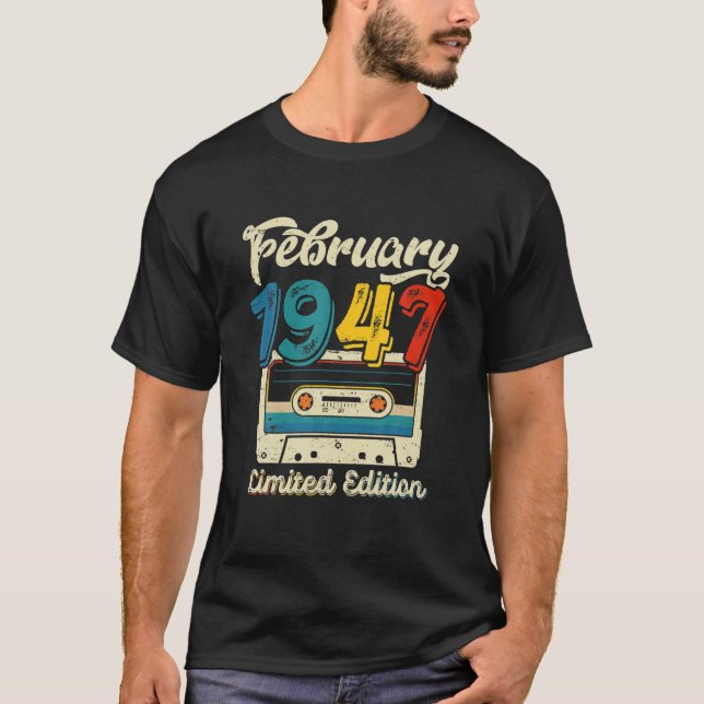 T-shirt Rétro Février 1947 Bande De Cassette 75E Anniversa (Devant)