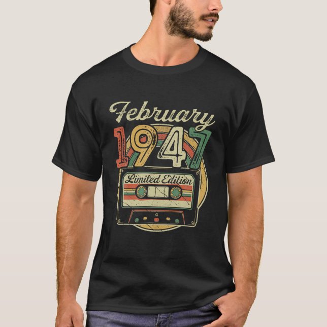 T-shirt Rétro Février 1947 Bande De Cassette 75E Anniversa (Devant)