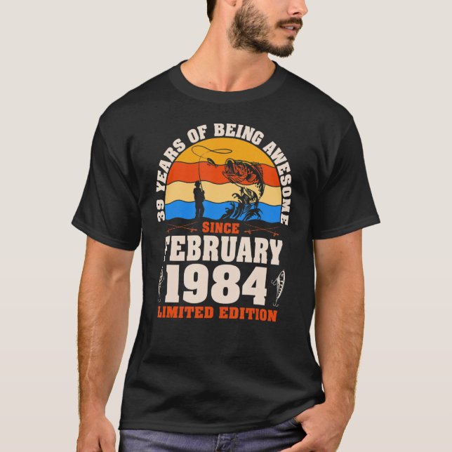 T-shirt Rétro Février 1984 39 Ans Pêche 39e Birt (Devant)