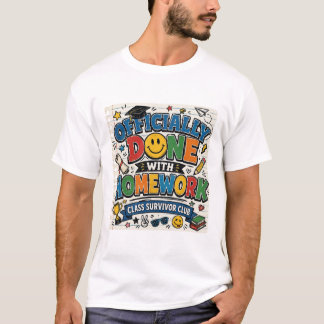 T-shirt Rétro : Fini les devoirs - Survivant de la classe