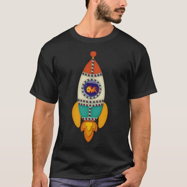 T-shirt Retro Fish la fusée (Devant)
