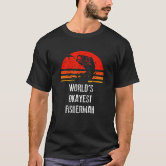 T-shirt Retro Fishing Worlds Okayest Fisherman Vintage Gif