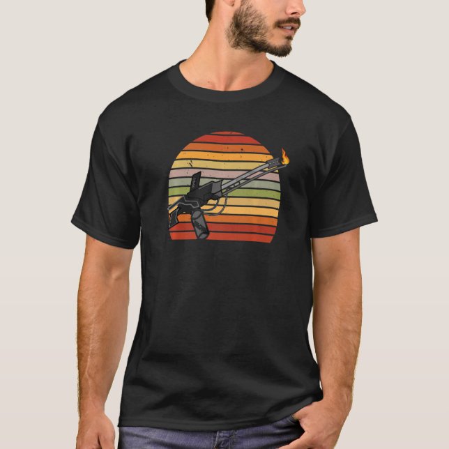 T-shirt Retro Flame Thrower  Flamethrower Hot Burn (Devant)