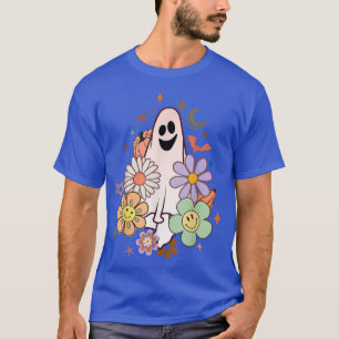 T-shirt Retro Floral Ghost Cute Halloween Soirée