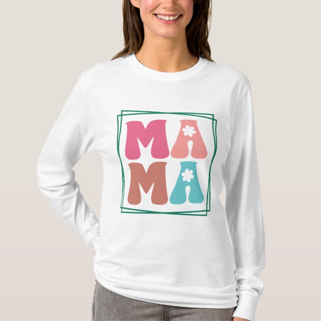 T-shirt Retro Floral Mama  (Devant)