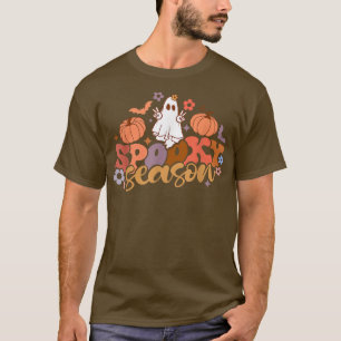 T-shirt Retro Floral saison Éffrayante Fantôme Citrouille