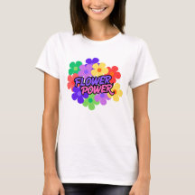 T-Shirt Rétro Flower Power 60s 70s Slogan Floral
