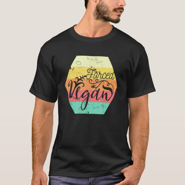 T-shirt Rétro forcé à devenir végétalien (Devant)