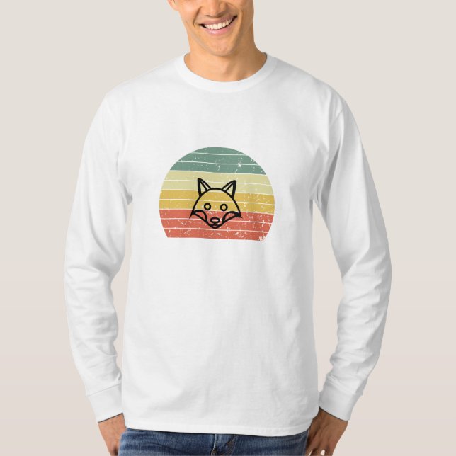 T-shirt Retro Fox Sunset Aesthetic Vintage (Devant)
