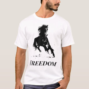 T-shirt Retro Freedom Black White Pop Art Runse Horse