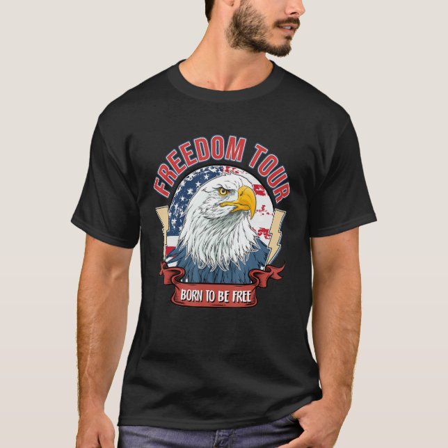 T-shirt Retro Freedom Tour 1776 America 4 juillet Eagle (Devant)