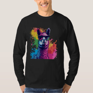 T-shirt Retro Funny Alpaca Art Lunettes de soleil Fierté É