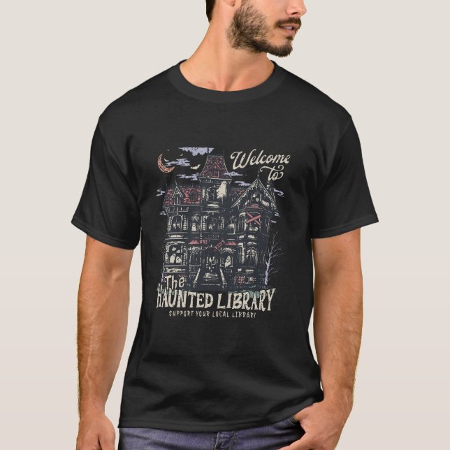 T-shirt Retro Funny Bienvenue À Haunted Library Bookish (Devant)