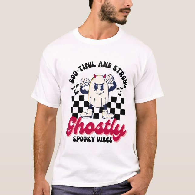 T-shirt Retro Funny Halloween Ghost (Devant)