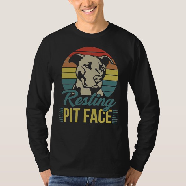 T-shirt Retro Funny Pit Bull Pit Face Amoureux des chiens  (Devant)