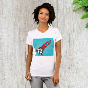 T-shirt Rétro Fusée Rouge dans un Vaisseau Spatial Galacti
