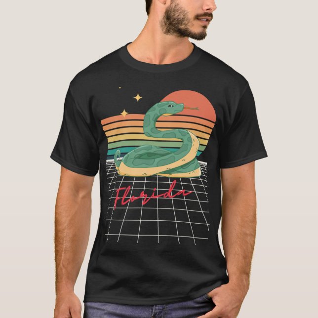 T-shirt Rétro Futuriste 80s Floride Coucher de soleil Serp (Devant)