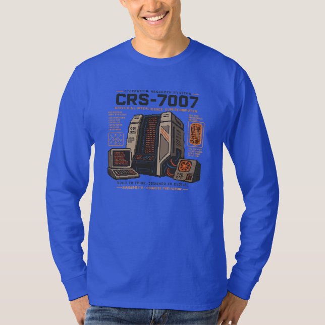 T-shirt Rétro Futuriste Robot Informatique IA Vaporwave Né (Devant)