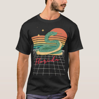 T-shirt Retro Futuristic 80s Florida Sunset Snake Oversize