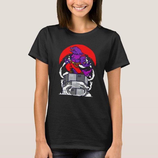T-shirt Retro Gamer 8 bits Werewolf Howling Moon Wolf Man  (Devant)