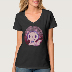 T-shirt Retro Gamer Axolotl Poisson Jouer Jeux Vidéo Pixel