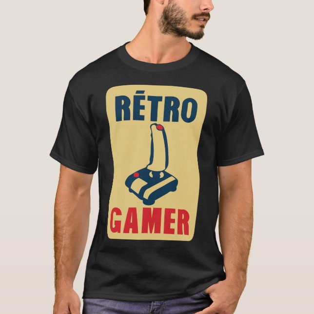 T-shirt retro gamer manette joystick vieux logo (Devant)