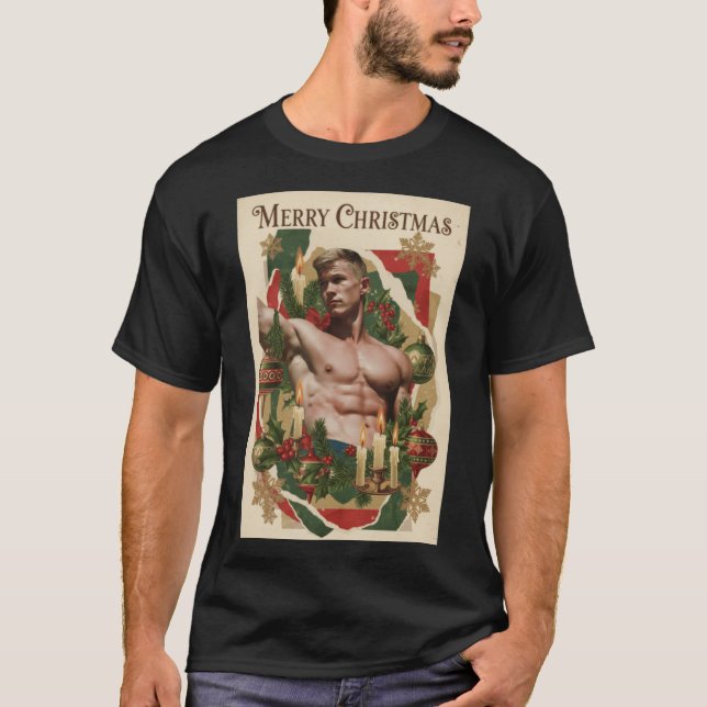 T-shirt Retro Gay Pride Christmas Card  gift (Devant)
