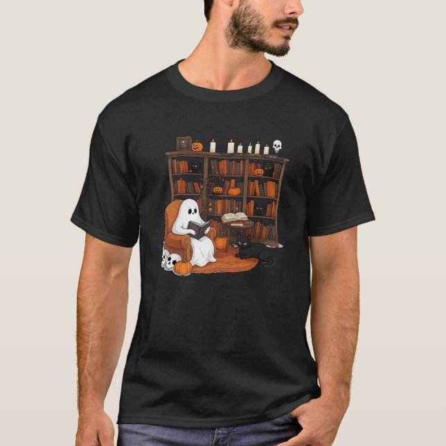 T-shirt Retro Ghost Lecture Livres Librairie Ghost Black C (Devant)