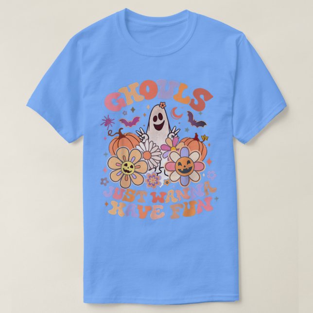 T-shirt Retro Ghouls veut juste s'amuser Super Ghost Cute (Design devant)