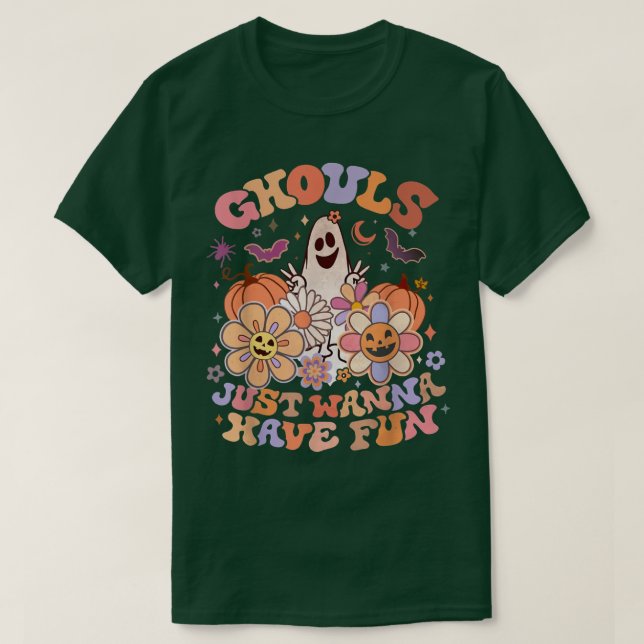 T-shirt Retro Ghouls veut juste s'amuser Super Ghost Cute (Design devant)