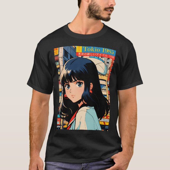 T-shirt Retro Girl Cute Anime Tokio 80S (Devant)