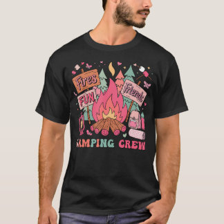 T-shirt Retro Girls Campfire Family Matching Camping Crew