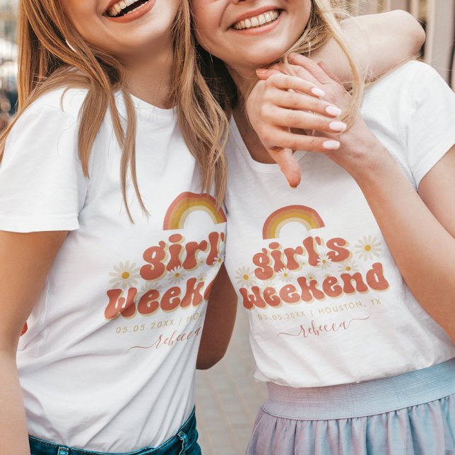 T-shirt Retro Girl's Weekend Location Name Bachelorette (Créateur téléchargé)