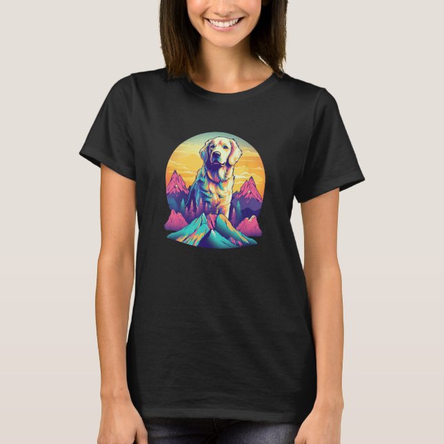 T-shirt Retro Golden Retriever Men Women Kids 7 (Devant)