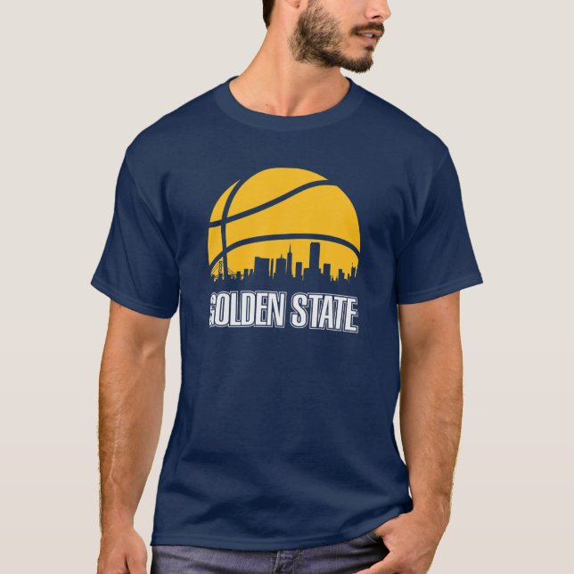 T-shirt Rétro Golden State Basket Fan SF City Skyline (Devant)