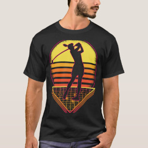 T-shirt Retro Golfer Femmes Vintage Coucher De Soleil Joue